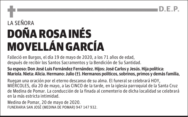 DOÑA ROSA INÉS MOVELLÁN GARCÍA