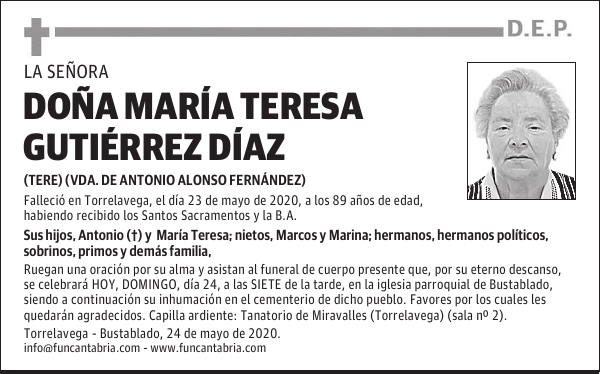 DOÑA MARÍA TERESA GUTIÉRREZ DÍAZ