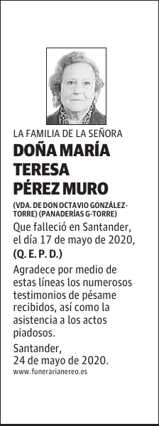 DOÑA MARÍA TERESA PÉREZ MURO