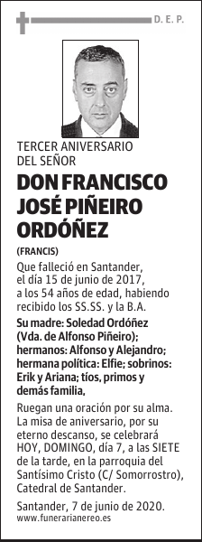 DON FRANCISCO JOSÉ PIÑEIRO ORDÓÑEZ