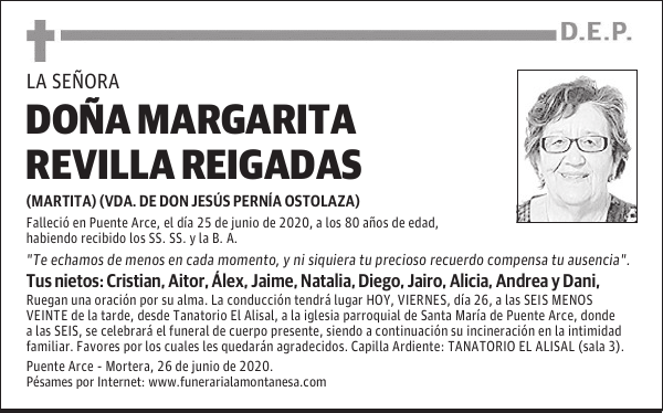 DOÑA MARGARITA REVILLA REIGADAS