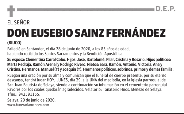 DON EUSEBIO SAINZ FERNÁNDEZ