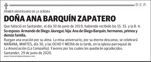 DOÑA ANA BARQUÍN ZAPATERO