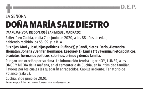 DOÑA MARÍA SAIZ DIESTRO