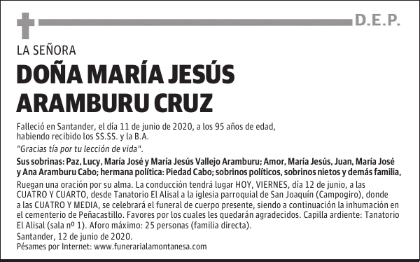 DOÑA MARÍA JESÚS ARAMBURU CRUZ