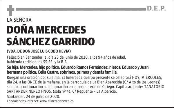 DOÑA MERCEDES SÁNCHEZ GARRIDO
