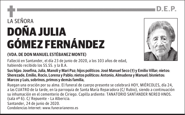 DOÑA JULIA GÓMEZ FERNÁNDEZ