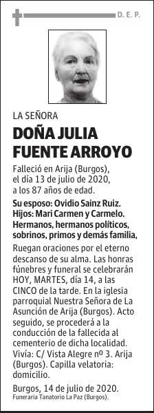 DOÑA JULIA FUENTE ARROYO