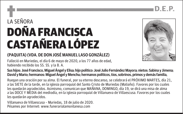 DOÑA FRANCISCA CASTAÑERA LÓPEZ