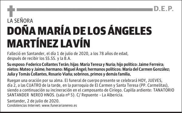 DOÑA MARÍA DE LOS ÁNGELES MARTÍNEZ LAVÍN