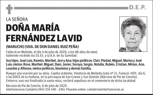 DOÑA MARÍA FERNÁNDEZ LAVID