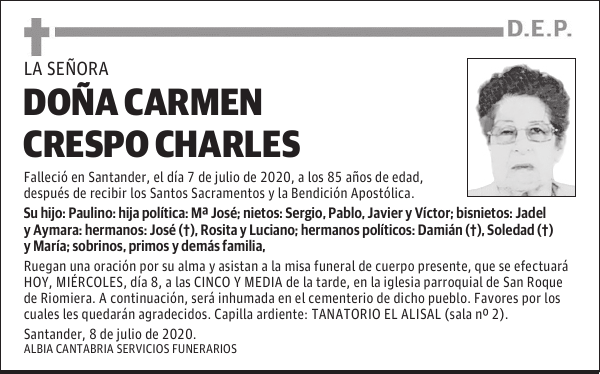 DOÑA CARMEN CRESPO CHARLES