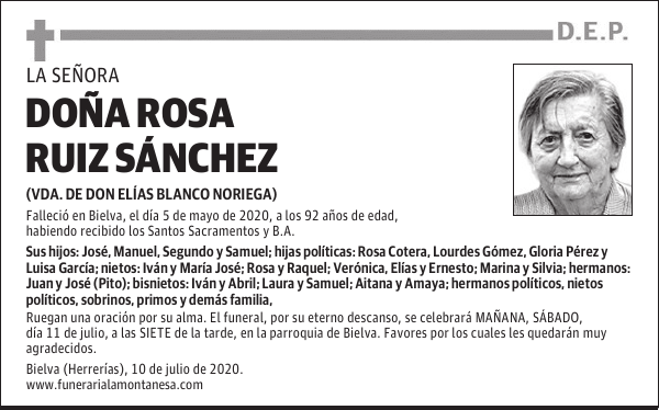 DOÑA ROSA RUIZ SÁNCHEZ