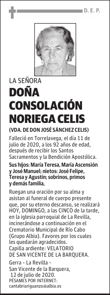 DOÑA CONSOLACIÓN NORIEGA CELIS