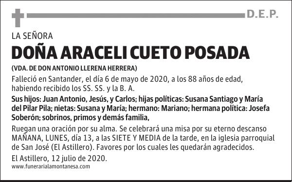 DOÑA ARACELI CUETO POSADA