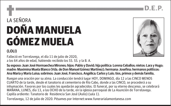 DOÑA MANUELA GÓMEZ MUELA