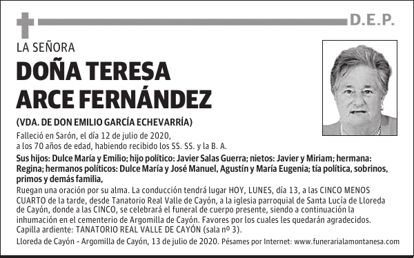 DOÑA TERESA ARCE FERNÁNDEZ