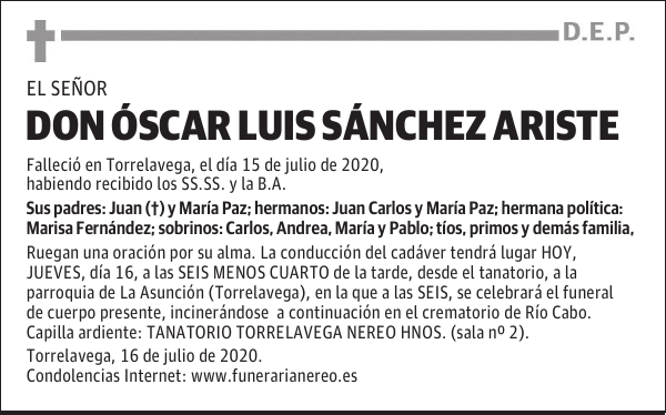 DON ÓSCAR LUIS SÁNCHEZ ARISTE