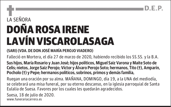 DOÑA ROSA IRENE LAVÍN VISCAROLASAGA