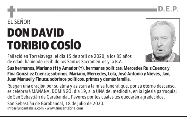DON DAVID TORIBIO COSÍO
