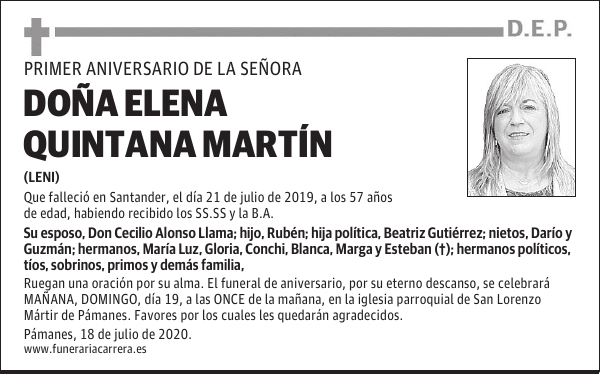 DOÑA ELENA QUINTANA MARTÍN