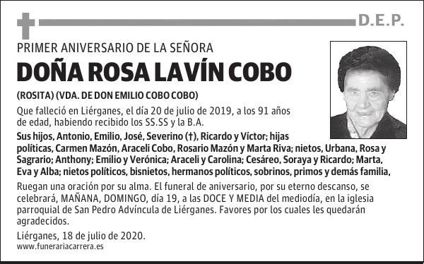 DOÑA ROSA LAVÍN COBO