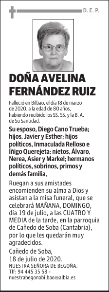 DOÑA AVELINA FERNÁNDEZ RUIZ