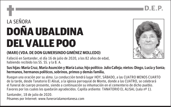 DOÑA UBALDINA DEL VALLE POO