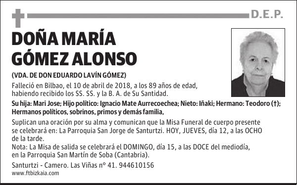 DOÑA MARÍA GÓMEZ ALONSO