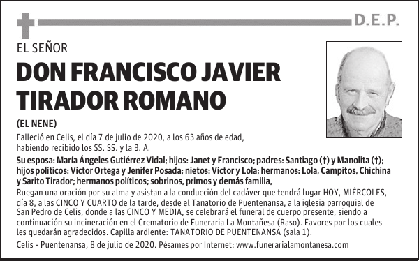 DON FRANCISCO JAVIER TIRADOR ROMANO