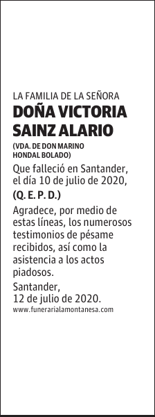DOÑA VICTORIA SAINZ ALARIO