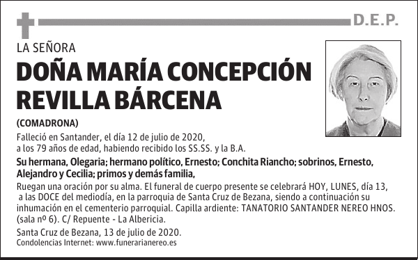 DOÑA MARÍA CONCEPCIÓN REVILLA BÁRCENA