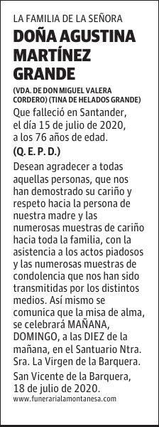 DOÑA AGUSTINA MARTÍNEZ GRANDE