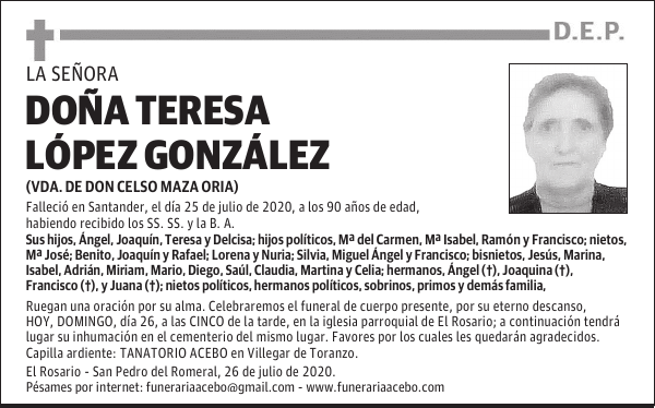DOÑA TERESA LÓPEZ GONZÁLEZ