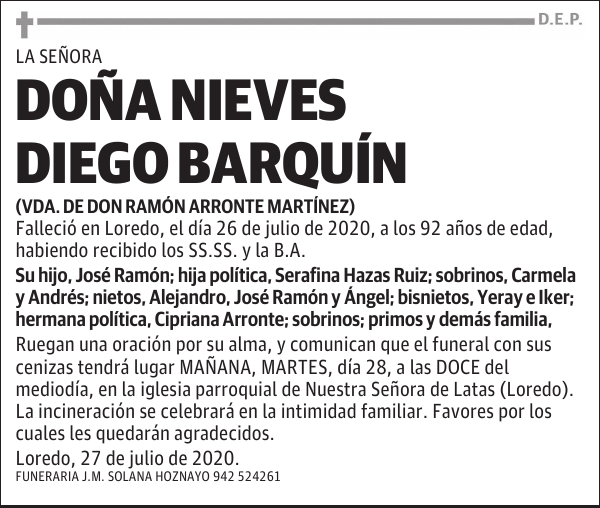 DOÑA NIEVES DIEGO BARQUÍN