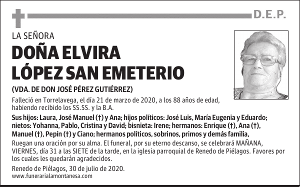 DOÑA ELVIRA LÓPEZ SAN EMETERIO