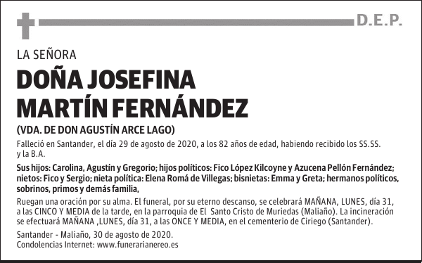 DOÑA JOSEFINA MARTÍN FERNÁNDEZ