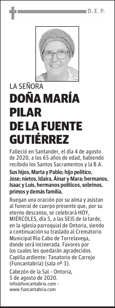 DOÑA MARÍA PILAR DE LA FUENTE GUTIÉRREZ