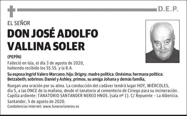 DON JOSÉ ADOLFO VALLINA SOLER