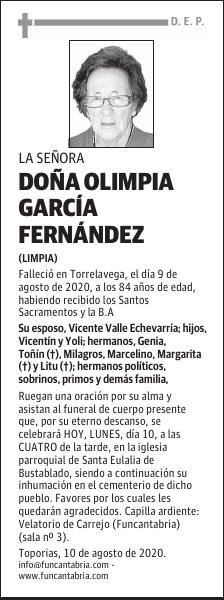 DOÑA OLIMPIA GARCÍA FERNÁNDEZ