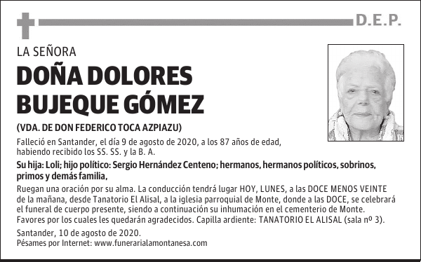 DOÑA DOLORES BUJEQUE GÓMEZ