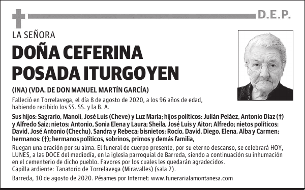 DOÑA CEFERINA POSADA ITURGOYEN