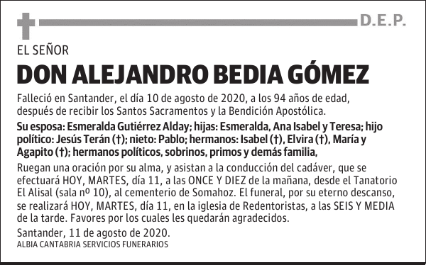 DON ALEJANDRO BEDIA GÓMEZ