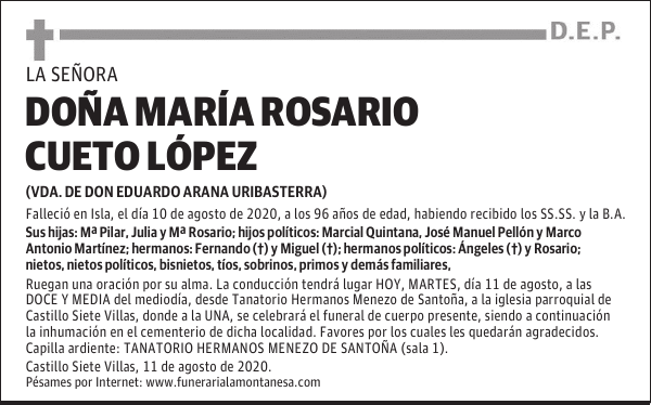 DOÑA MARÍA ROSARIO CUETO LÓPEZ