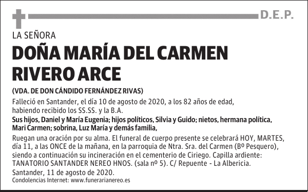 DOÑA MARÍA DEL CARMEN RIVERO ARCE