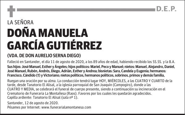DOÑA MANUELA GARCÍA GUTIÉRREZ