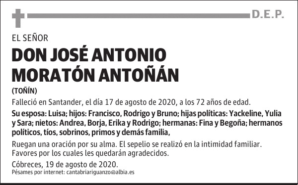 DON JOSÉ ANTONIO MORATÓN ANTOÑÁN