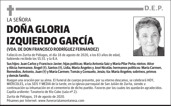 DOÑA GLORIA IZQUIERDO GARCÍA