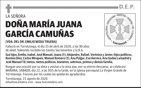 DOÑA MARÍA JUANA GARCÍA CAMUÑAS