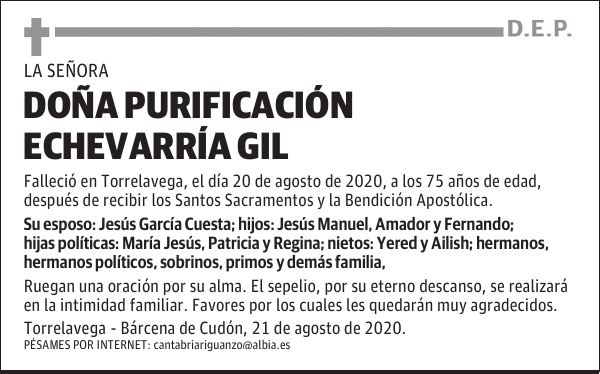 DOÑA PURIFICACIÓN ECHEVARRÍA GIL